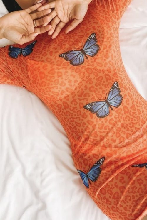 Tomorrowland Mesh Dress Orange Leopard